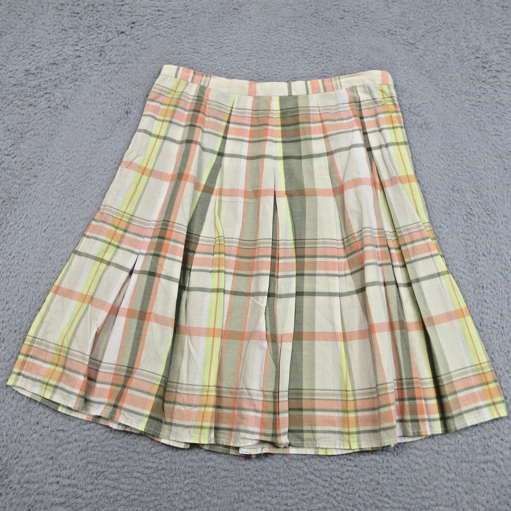Talbots Plaid Skirt Womens‎ 12 Multicolor A Line Cotton Lined Side Zip Classic
